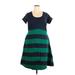 eShakti Casual Dress - A-Line Scoop Neck Short sleeves: Green Color Block Dresses - Women's Size 2X