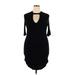 Heart & Hips Casual Dress - Mini Plunge Short sleeves: Black Print Dresses - Women's Size 2X