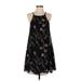 Blue Rain Casual Dress - Mini Halter Sleeveless: Black Print Dresses - Women's Size Small