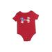 Under Armour Short Sleeve Onesie: Red Color Block Bottoms - Size 6-9 Month