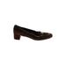 Salvatore Ferragamo Flats: Slip On Chunky Heel Classic Brown Solid Shoes - Women's Size 8 - Almond Toe