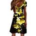 VBARHMQRT Female Fancy Dress Women s New Flower Fruit Print V Neck Short Sleeved Slim Mid Length Dress Casual Skirt Green Dress Women Harlem Nights Dresses for Women