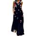 VBARHMQRT Female Black Sparkly Dress Women Casual Dress Solid Color V Neck Sleeveless Retro Long Dress Beach Dress Long Skirt Pink Dress for Women Fancy Dress