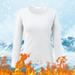 Harpily Thermal Underwear Top For Women O Neck Fleece Lined Thermal Thermal Underwear Slim Tops Long Sleeve Thermal Shirts Winter Tops White XL