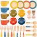 26Pcs Wooden Kitchen Dish Set Toddler Plates and Cutlery Set Toy with Plates Cups Spoons Simulation Kitchen Toys Accessories Educational Pretend Dish Toy for Boys Girls Above 3 Years Old