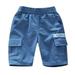 gvdentm Toddler Soccer Shorts Boys Print Drawstring Waist Shorts Straight Leg Short Length Shorts Blue 120