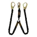 Fusion Climb 6ft 72 x1.75 Y-Legged Internal Shock Absorbing Fall Protection Safety Lanyard with Shock Pack Steel Snap Rebar Hooks 23kN Black