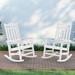 Sonerlic 2 Peak Outdoor Patio HIPS Rocking Adirondack Chair for Deck Garden and Balcony White