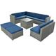 9 Piece Rattan Sectional Seating Group with Cushions and Ottoman Patio Furniture Set Outdoor Wicker Sectional