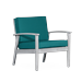 Oversized Eucalyptus Accent Chair Outdoor Deep Seat Armchair Silver Gray Finish Dark Green Cushions