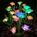 Shikan 4 Heads Color Changing Daffodil Garden Solar LED Lights Waterproof Decorative Flower Stake Lights for Outdoor Garden Patio Tombstone Sidewalks White Orange