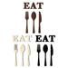 Wood EAT Sign Fork Spoon Knife Wall Decor Wall Mounted Rustic Eat Letters Plaque for Home Decor Housewarming Gift Medium Walnut Grain