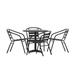 Flash Furniture 31.5 Black Round Aluminum Indoor-Outdoor Table Set with 4 Black Slat Back Chairs