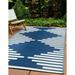 World Rug Gallery Bohemian Stripe Diamond Reversible Recycled Plastic Outdoor Rugs - NAVY 5 x7