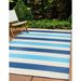 World Rug Gallery Contemporary Stripe Reversible Recycled Plastic Outdoor Rugs - BLUE 3 3 x5