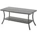 Patio Table Outdoor Coffee Tables - Rattan Wicker Coffee Table with 2-Tier Shelf Rectangle for Outdoor Patio Porch Deck Balcony Garden(Mixed Grey/Wicker Top)