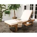 LIHONG Outdoor Collection Newport Natural/ Beige Cushion Built-in Side Table Adjustable Chaise Lounge Chair