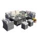 Moda furnishings 7-Piece Patio Sofa Set with Firepit and Ice Container Dining Table