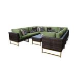 AMALFI 11 Piece Wicker Patio Furniture Set 11a in Gold and Cilantro