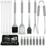 BBQ Accessories Kit - 21pcs Stainless BBQ Grill Tools Set for Smoker Camping Barbecue Grilling Tools BBQ Utensil Set Outdoor Cooking Tool Set with Canvas Bag Gift for Thanksgiving Day Christmas