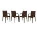 Afuera Living Modern Weave Indoor Outdoor Dining Armchair in Brown Set of 4