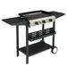 IVV Flat Top Gas Griddle Grill with lid 3-Burner 30 000 BTU Propane BBQ Grill Outdoor Cooking Station w/Side Shelf Can be Converted into Table Top Griddle for Camping