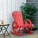 Glavbiku Wooden Rocking Chair Adirondack Chair with Wagon Wheel Armrest for Garden Red Adult