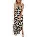 VBARHMQRT Female Mauve Dress for Women Women s Casual Spaghetti Strap Printed Maxi Dress with Irregular Hemline and Side Slit Bow Dress Overall Dress