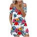 VBARHMQRT Beach Dresses for Women 2024 Vacation Women s Printed V Neck Zipper Suspender off the Shoulder Half Skirt Dress Casual Skirt Party Dresses for Women 2024 Sexy Long Sleeve