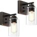 Oil Rubbed Bronze Wall Sconce Light Bedside Wall Lamps w/ Switch for Bedroom Bathroom Hallway(Set of 2)