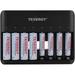 TN477U 8-Bay Fast Charger for NiMH/NiCD AA AAA Rechargeable ies with 4pcs 2500mah AA and 4pcs 1000mah AAA