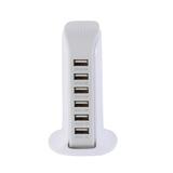 White 30W Multi 6 Port USB Charger 6A Rapid Charging Station Desktop Travel Hub (AU Plug)