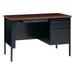 Lorell Fortress Series Walnut Laminate Top Desk 45.5 x 24 x 29.5 1.1 Top - Box Drawer(s) File Drawer(s) - Single Pedestal on Right Side - Square Edge - Material: Steel Frame - Finish: Black Fra