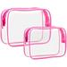 Toiletry Bag 2 Pack Clear Travel Bags for Toiletries 2 Size Clear Makeup Bags Clear Toiletry bags Quart Size Travel Bag 1 Large 1 Medium Rose Red