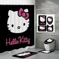 Hello Kitty 4pcs Shower Curtain Sanrio Anime Kit Shower Curtain Carpet U-Shaped Toilet Mat Pad Waterproof Bathroom Decorations