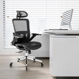 Ergonomic Mesh Office Chair with High Back Adjustable Headrest Flip-Up Arms Lumbar Support Blade Wheels Metal Legs and Tilt Lock Function