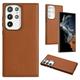 Classic Case for Samsung Galaxy S22 Ultra Matte Premium PU Leather Ultra Slim TPU Bumper Frame Shockproof Drop Protective Vintage Anti-Slip Grip Hard Back Case for Samsung Galaxy S22 Ultra Brown