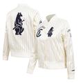 Men's Pro Standard Cream Chicago Cubs Cooperstown Collection Pinstripe Retro Classic Full-Button Satin Jacket