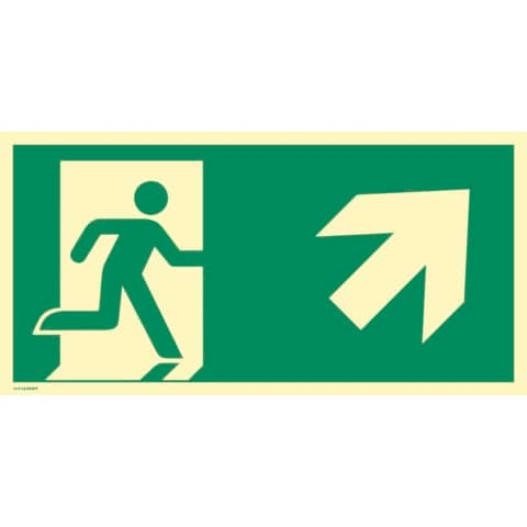 Schild Notausgang rechts aufwärts, 297x148mm Image