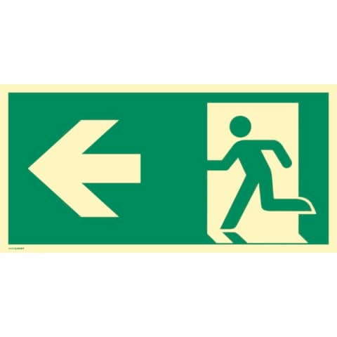 Schild Rettungsweg links, selbstklebend, 297x148mm Image
