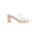 Lulus Mule/Clog: Slide Chunky Heel Casual Ivory Solid Shoes - Women's Size 8 1/2 - Open Toe