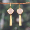 '18k Gold-Plated 12-Carat Natural Rose Quartz Dangle Earrings'