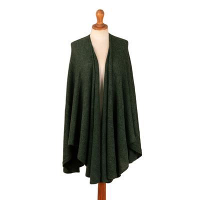 Amazon Green,'Textured Knit Alpaca Blend Ruana in Green Hues from Peru'