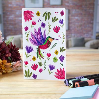 'Eco-Friendly Recycled Paper Notepad with Hummingbird Motif'