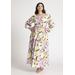 Plus Size Women's Printed V Neck Maxi Dress by ELOQUII in Abstract Floral Flourish (Size 16)