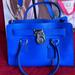 Michael Kors Bags | Michael Kors Blue Saffiano Leather Hamilton Crossbody Bag Silver Hardware | Color: Blue/Silver | Size: Os