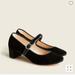 J. Crew Shoes | J. Crew Kate Velvet Mary Jane Pumps Size 7.5 Nwob | Color: Black | Size: 7.5
