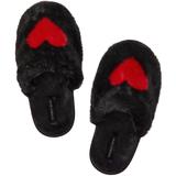 Victoria's Secret Shoes | *Nwt* Victoria Secret Heart Closed Toe Faux Fur Slipper | Color: Black/Red | Size: L (9, 10)