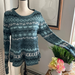 Free People Sweaters | Free People Womens Through The Storm Fair Isle Knit Sweater Teal Boho Casual | M | Color: Blue/Green | Size: M
