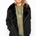 Free People Jackets & Coats | Free People Faux Fur Wool Blend Moto Jacket Coat Nwt | Color: Black | Size: S
